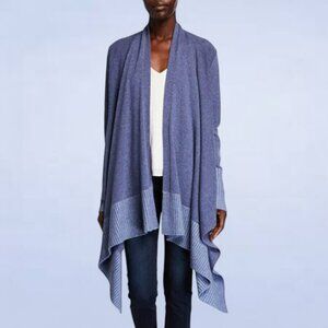 Lafayette 148 New York Cozy Cashmere Cardigan Blue XXL | Draped Open Front
